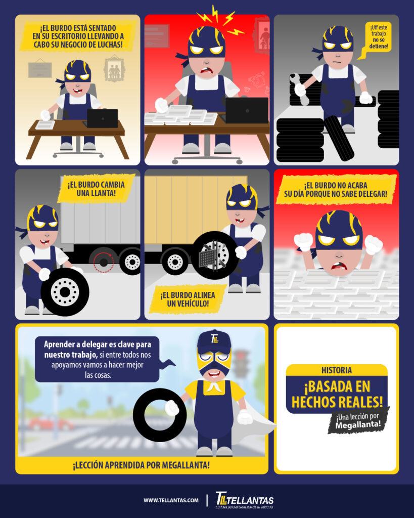 Comic No. 4 - No sabe delegar / Aprender a delegar es clave para nuestro trabajo, si entre todos nos apoyamos vamos a hacer mejor las cosas.